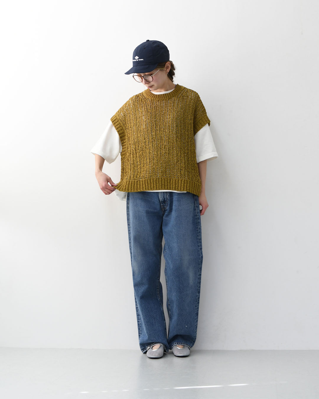 prit [プリット] オーガニックコットンナイロン3G透かし編みワイドベスト [P916100] ベスト・ニットベスト・ローゲージ編み・クルーネック・LADY'S [2026SS]