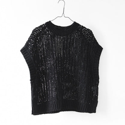 prit [プリット] オーガニックコットンナイロン3G透かし編みワイドベスト [P916100] ベスト・ニットベスト・ローゲージ編み・クルーネック・LADY'S [2026SS]