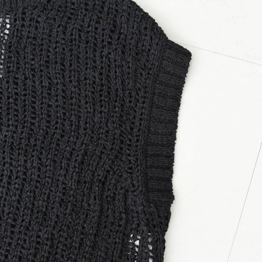 prit [プリット] オーガニックコットンナイロン3G透かし編みワイドベスト [P916100] ベスト・ニットベスト・ローゲージ編み・クルーネック・LADY'S [2026SS]