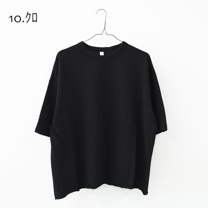 prit [プリット] 40/1強撚糸スビン裏毛5分袖クルーネックワイドTシャツ [P91619] ワイドTシャツ・5分袖Tシャツ・クルーネック・無地・シンプル・LADY'S [2026SS]