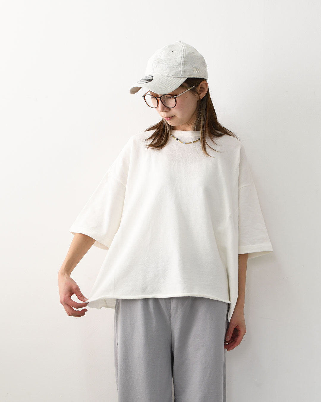 prit [プリット] 40/1強撚糸スビン裏毛5分袖クルーネックワイドTシャツ [P91619] ワイドTシャツ・5分袖Tシャツ・クルーネック・無地・シンプル・LADY'S [2026SS]