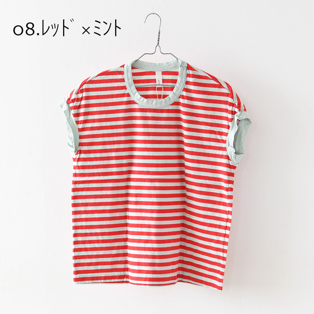 prit [プリット] 30/1リサイクル天竺カラーボーダー フレンチスリーブ [P91622] ボーダーTシャツ [2026SS]