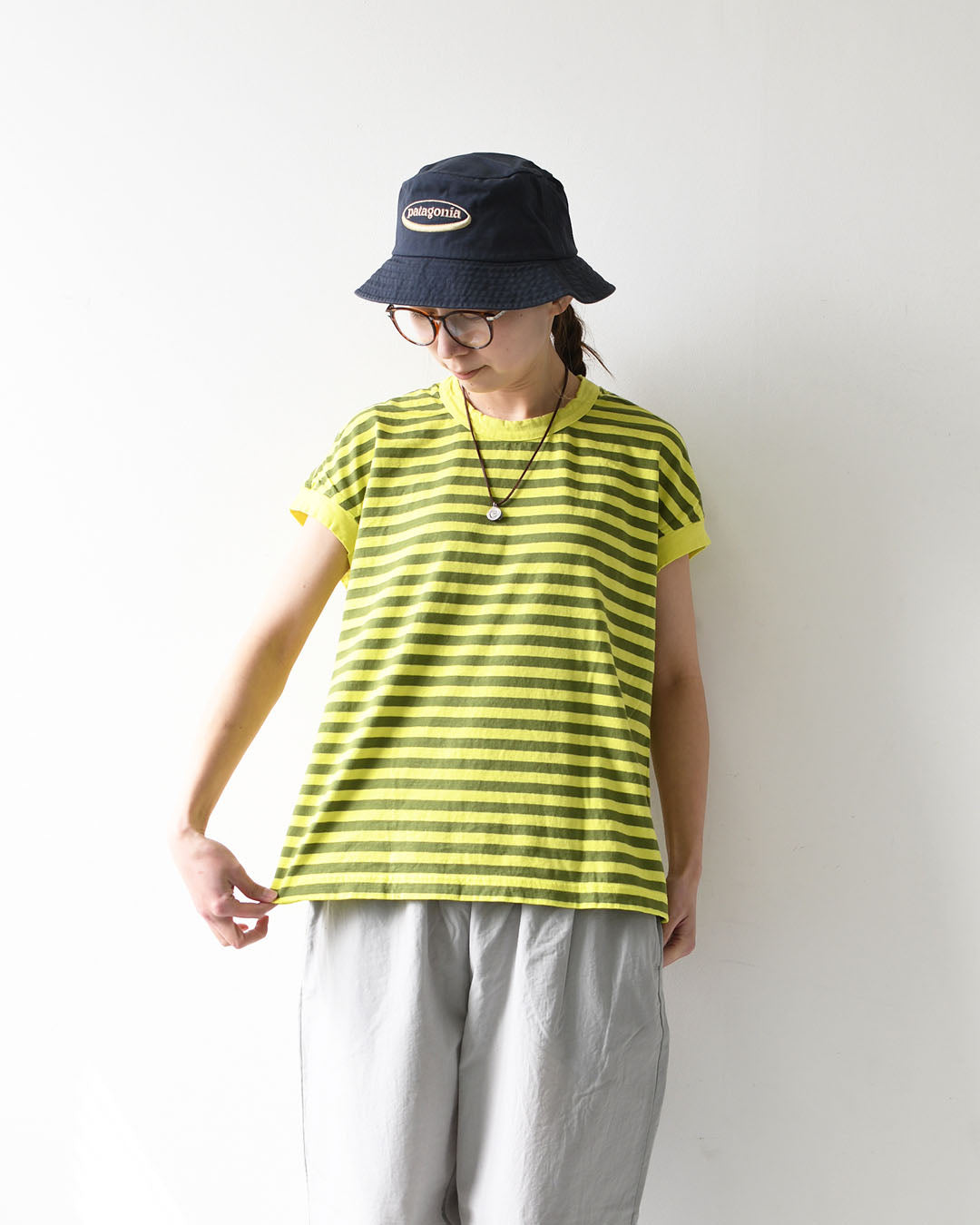 prit [プリット] 30/1リサイクル天竺カラーボーダー フレンチスリーブ [P91622] ボーダーTシャツ [2026SS]