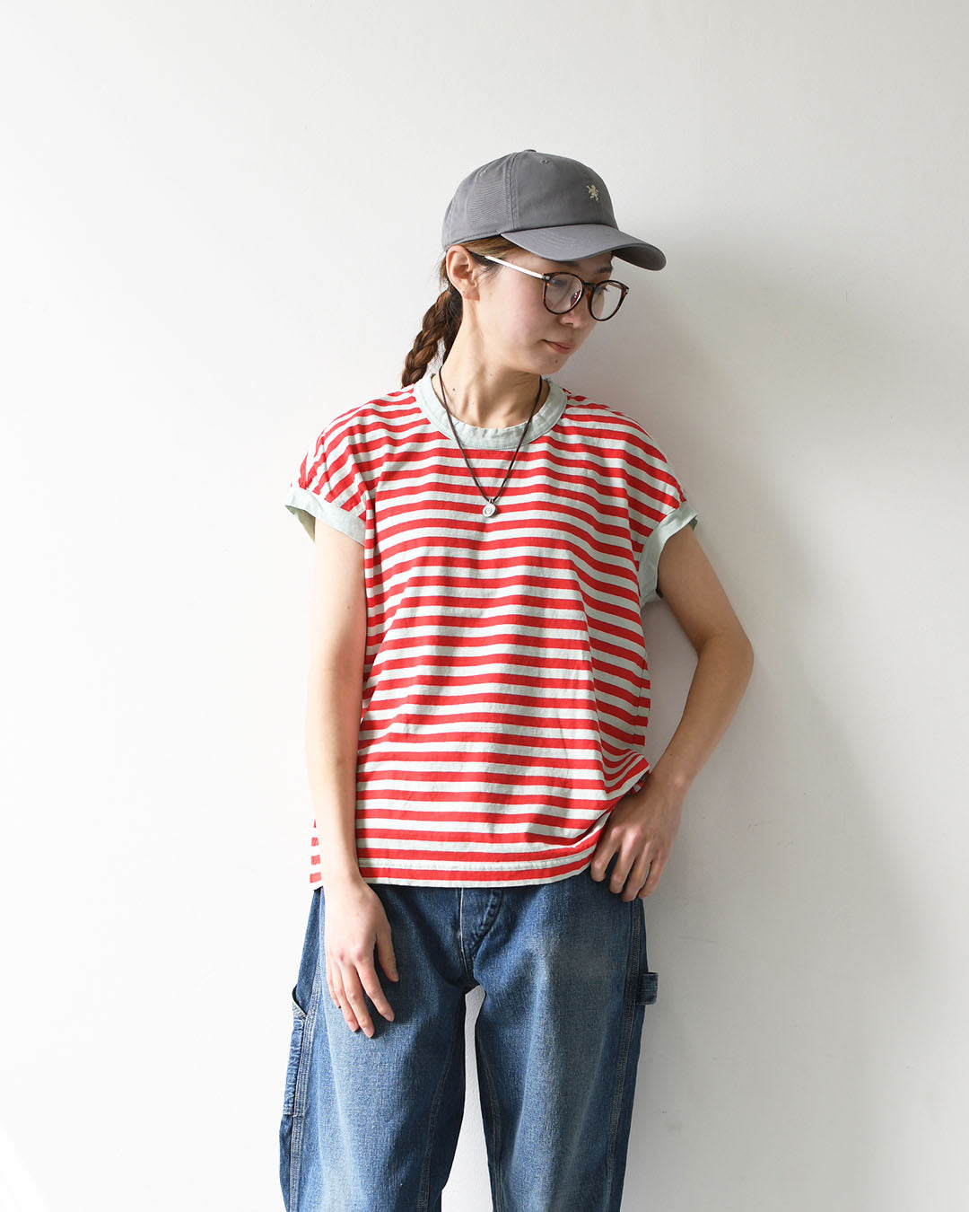 prit [プリット] 30/1リサイクル天竺カラーボーダー フレンチスリーブ [P91622] ボーダーTシャツ [2026SS]