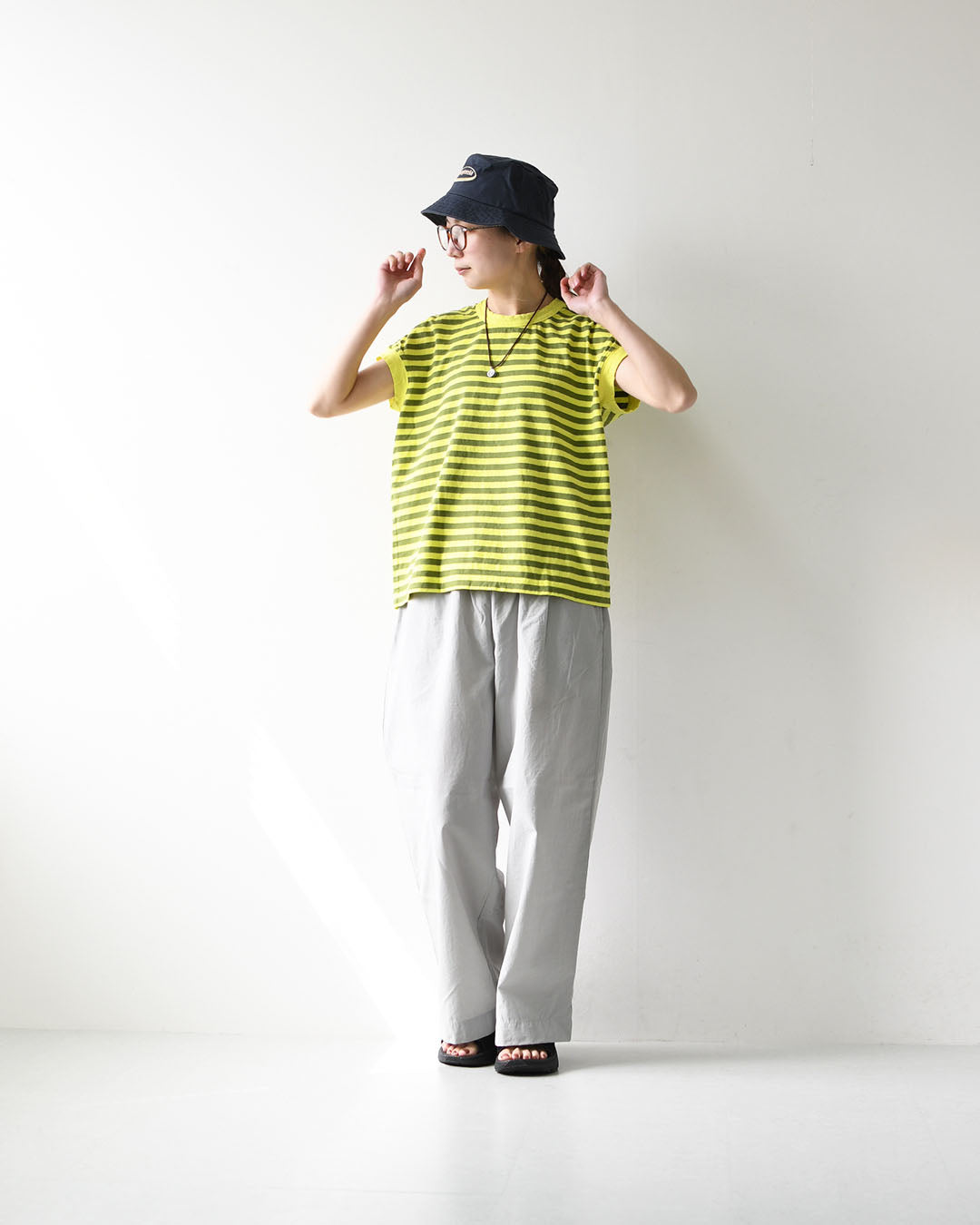 prit [プリット] 30/1リサイクル天竺カラーボーダー フレンチスリーブ [P91622] ボーダーTシャツ [2026SS]