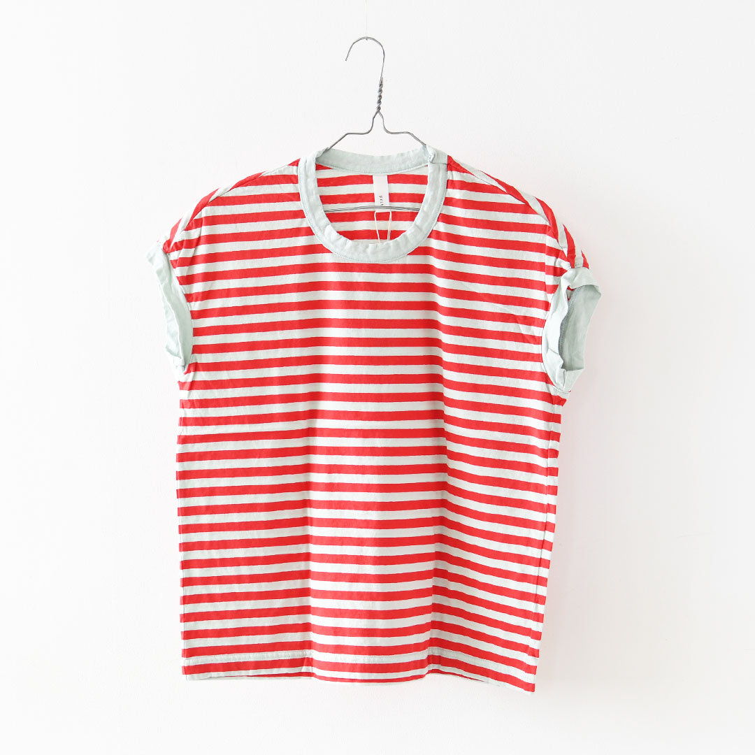 prit [プリット] 30/1リサイクル天竺カラーボーダー フレンチスリーブ [P91622] ボーダーTシャツ [2026SS]