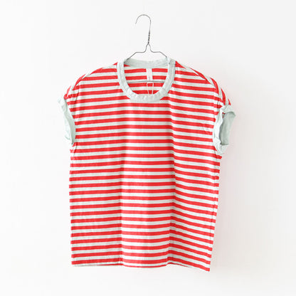 prit [プリット] 30/1リサイクル天竺カラーボーダー フレンチスリーブ [P91622] ボーダーTシャツ [2026SS]