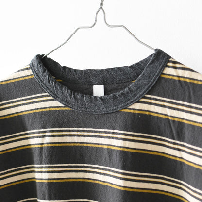 prit [プリット] 19/1リサイクルムラ糸天竺マルチボーダー5分袖クルーネックワイドTシャツ  [P91631] プリントTシャツ・5分袖・オーバーサイズ・ゆったりサイズ・チェック柄・ドット柄・フレーム柄・ドロップショルダー・LADY'S [2026SS]