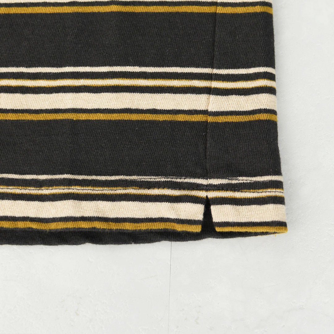 prit [プリット] 19/1リサイクルムラ糸天竺マルチボーダー5分袖クルーネックワイドTシャツ  [P91631] プリントTシャツ・5分袖・オーバーサイズ・ゆったりサイズ・チェック柄・ドット柄・フレーム柄・ドロップショルダー・LADY'S [2026SS]