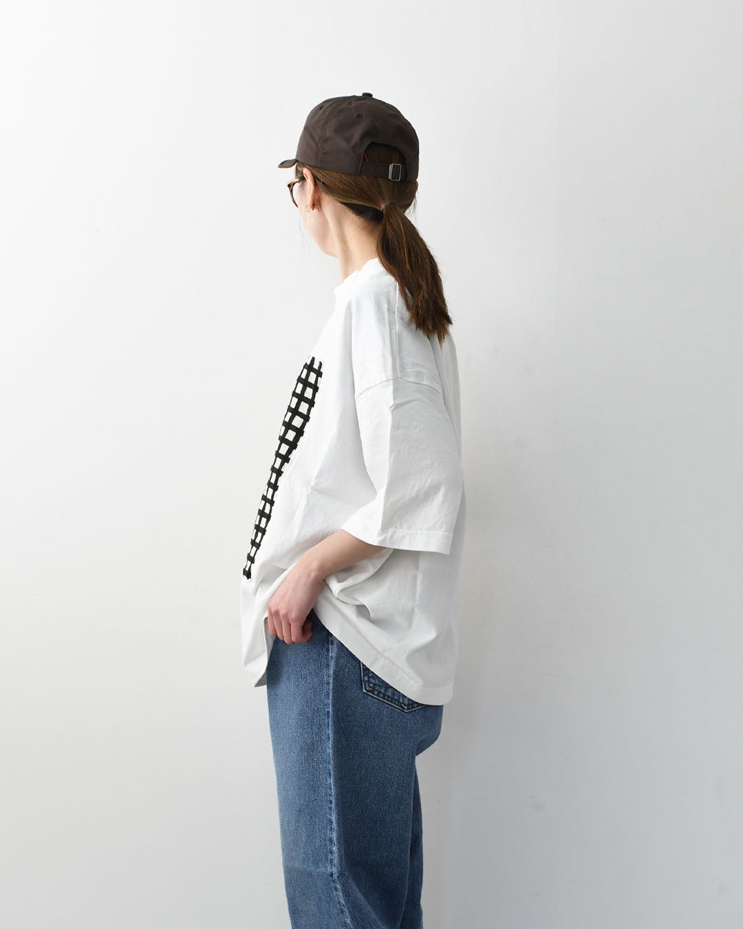 prit [プリット] 17/1空紡天竺×10/1ムラ糸プリント5分袖フレームTシャツ  [P91638] プリントTシャツ・5分袖・オーバーサイズ・ゆったりサイズ・チェック柄・ドット柄・フレーム柄・ドロップショルダー・LADY'S [2026SS]