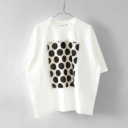 prit [プリット] 17/1空紡天竺×10/1ムラ糸プリント5分袖フレームTシャツ  [P91638] プリントTシャツ・5分袖・オーバーサイズ・ゆったりサイズ・チェック柄・ドット柄・フレーム柄・ドロップショルダー・LADY'S [2026SS]