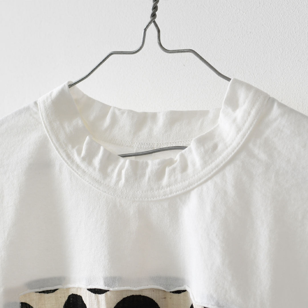 prit [プリット] 17/1空紡天竺×10/1ムラ糸プリント5分袖フレームTシャツ  [P91638] プリントTシャツ・5分袖・オーバーサイズ・ゆったりサイズ・チェック柄・ドット柄・フレーム柄・ドロップショルダー・LADY'S [2026SS]