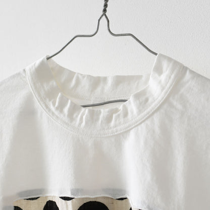 prit [プリット] 17/1空紡天竺×10/1ムラ糸プリント5分袖フレームTシャツ  [P91638] プリントTシャツ・5分袖・オーバーサイズ・ゆったりサイズ・チェック柄・ドット柄・フレーム柄・ドロップショルダー・LADY'S [2026SS]