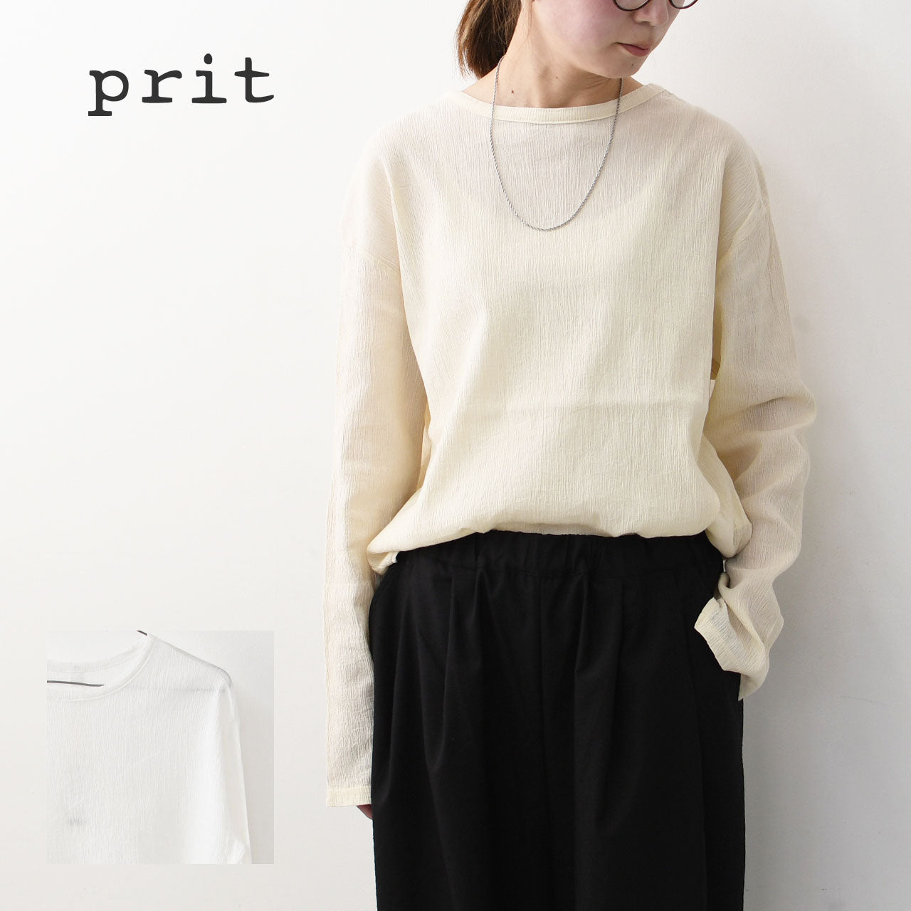 prit [プリット] 40/1クレープロッキーバル ラウンドヘムクルーネック [P92513] [2025SS]