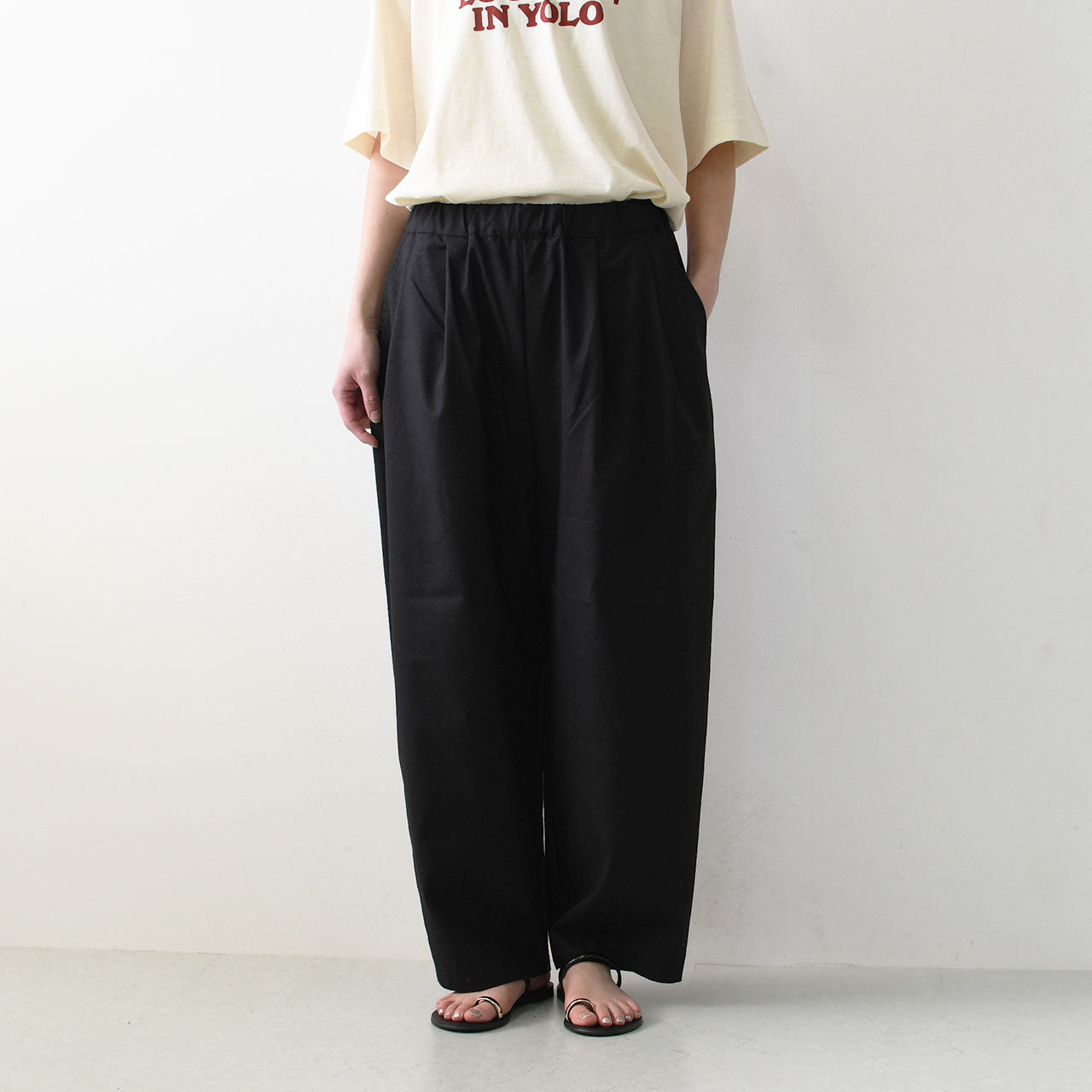 prit [プリット] リネン混ストレッチシャンブレー タックバギーパンツ [P92522]  [2025SS]