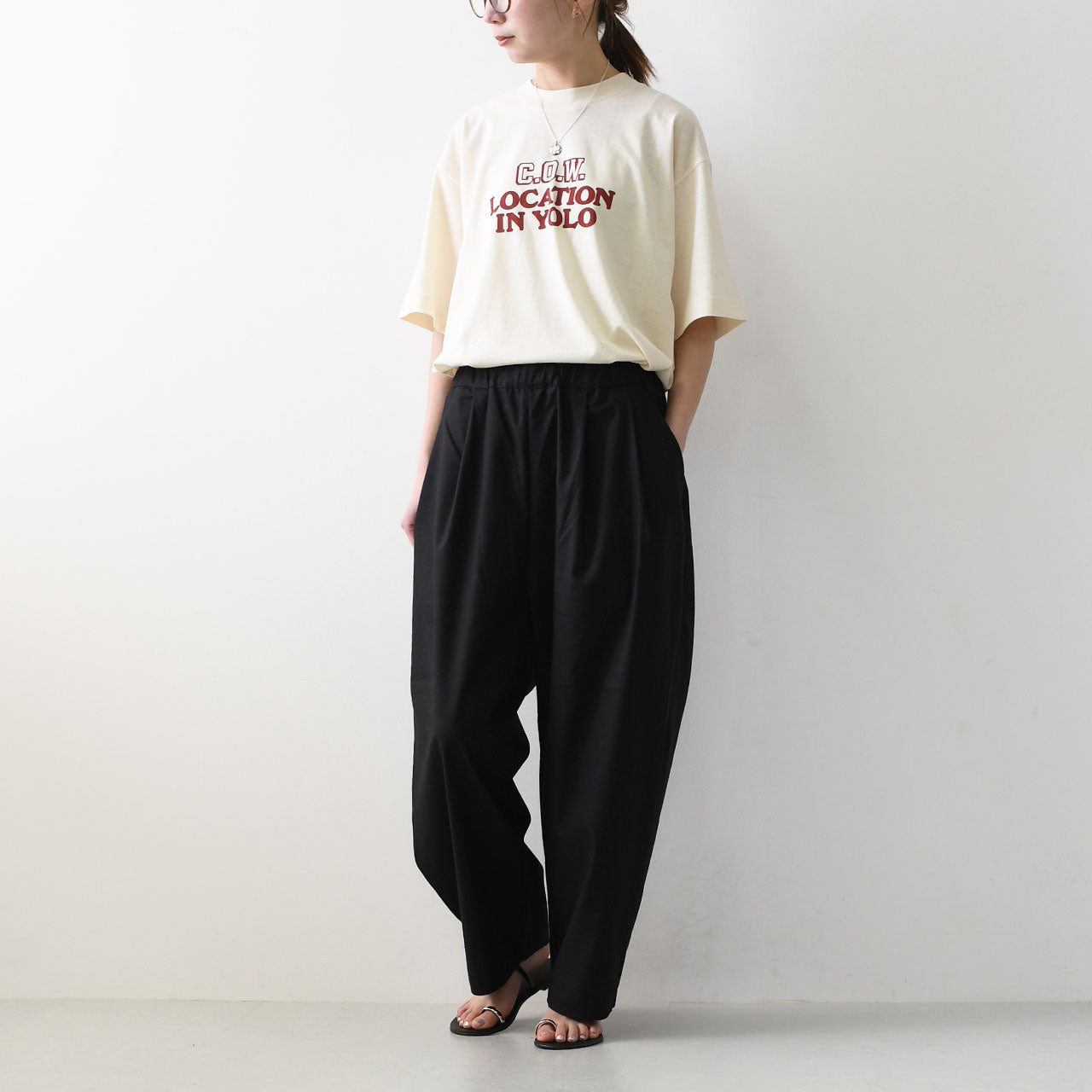 prit [プリット] リネン混ストレッチシャンブレー タックバギーパンツ [P92522]  [2025SS]