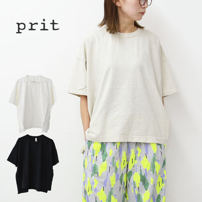 prit [プリット] 30/1リサイクルムラ糸天竺5分袖ワイドTシャツ [P92551] [2025SS]