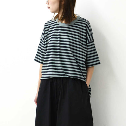 prit [プリット] 30/1リサイクルムラ糸天竺ボーダーフレアTシャツ [P92557]  [2025SS]