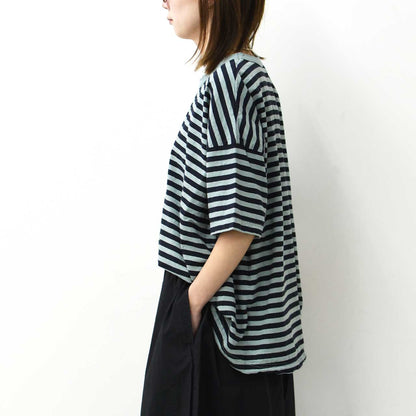 prit [プリット] 30/1リサイクルムラ糸天竺ボーダーフレアTシャツ [P92557]  [2025SS]