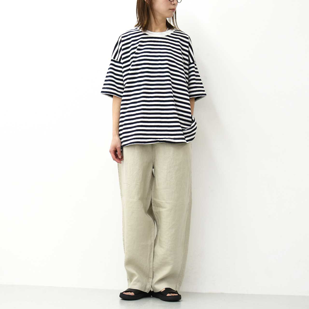 prit [プリット] 30/1リサイクルムラ糸天竺ボーダーフレアTシャツ [P92557]  [2025SS]