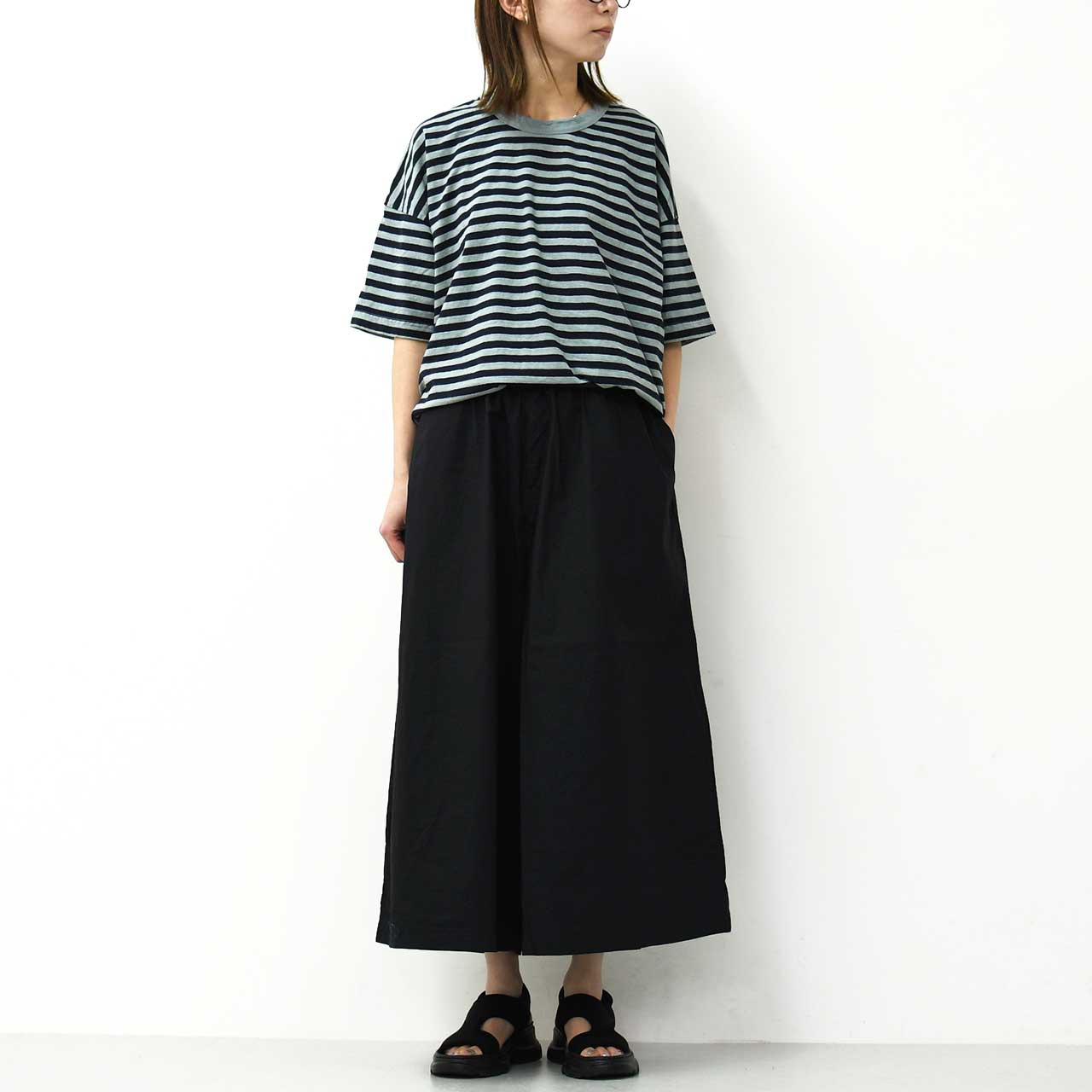 prit [プリット] 30/1リサイクルムラ糸天竺ボーダーフレアTシャツ [P92557]  [2025SS]