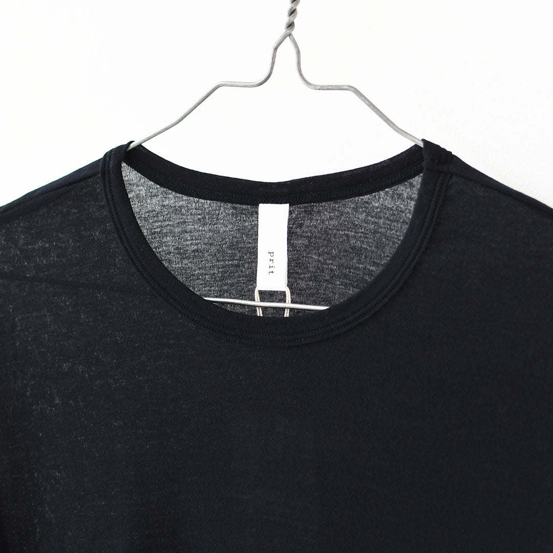prit [プリット] 80/1シアーハイツイストフライスクルーネック [P92612] シアーTEE・長袖・シアー素材・透け感・LADY'S [2026SS]