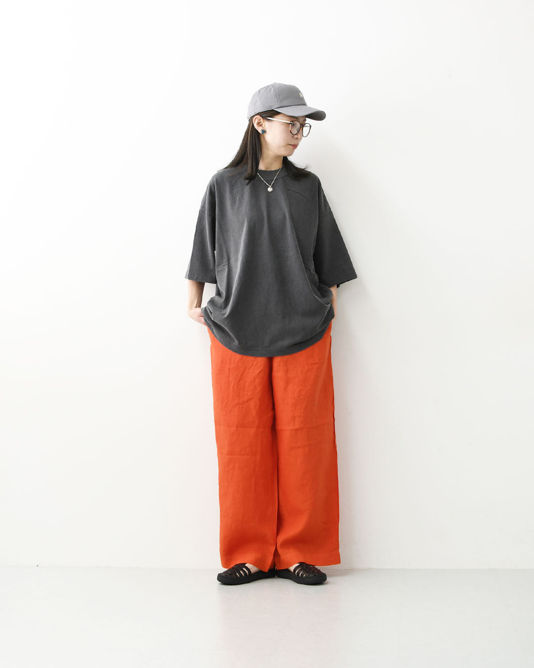 prit [プリット] 40/1引き揃え天竺ヴィンテージ加工5分袖クルーネックワイドTシャツ   [P92617] 5分袖Tシャツ・ワイドTシャツ・オーバーサイズ・ゆったりサイズ・ドロップショルダー・羽織り・ノーカラー・LADY'S [2026SS]