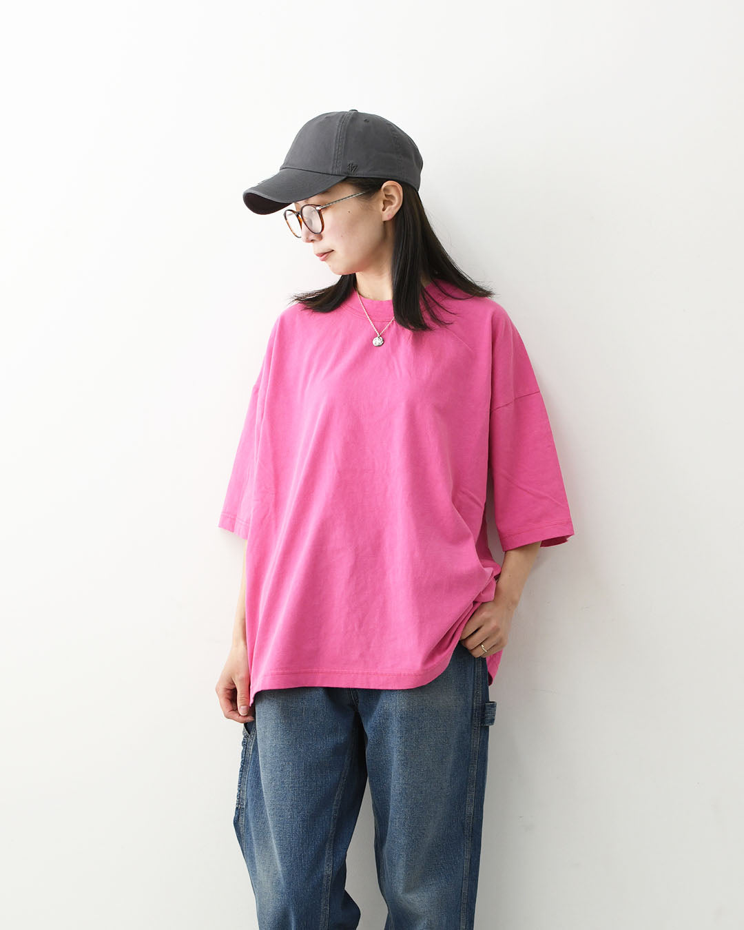 prit [プリット] 40/1引き揃え天竺ヴィンテージ加工5分袖クルーネックワイドTシャツ   [P92617] 5分袖Tシャツ・ワイドTシャツ・オーバーサイズ・ゆったりサイズ・ドロップショルダー・羽織り・ノーカラー・LADY'S [2026SS]