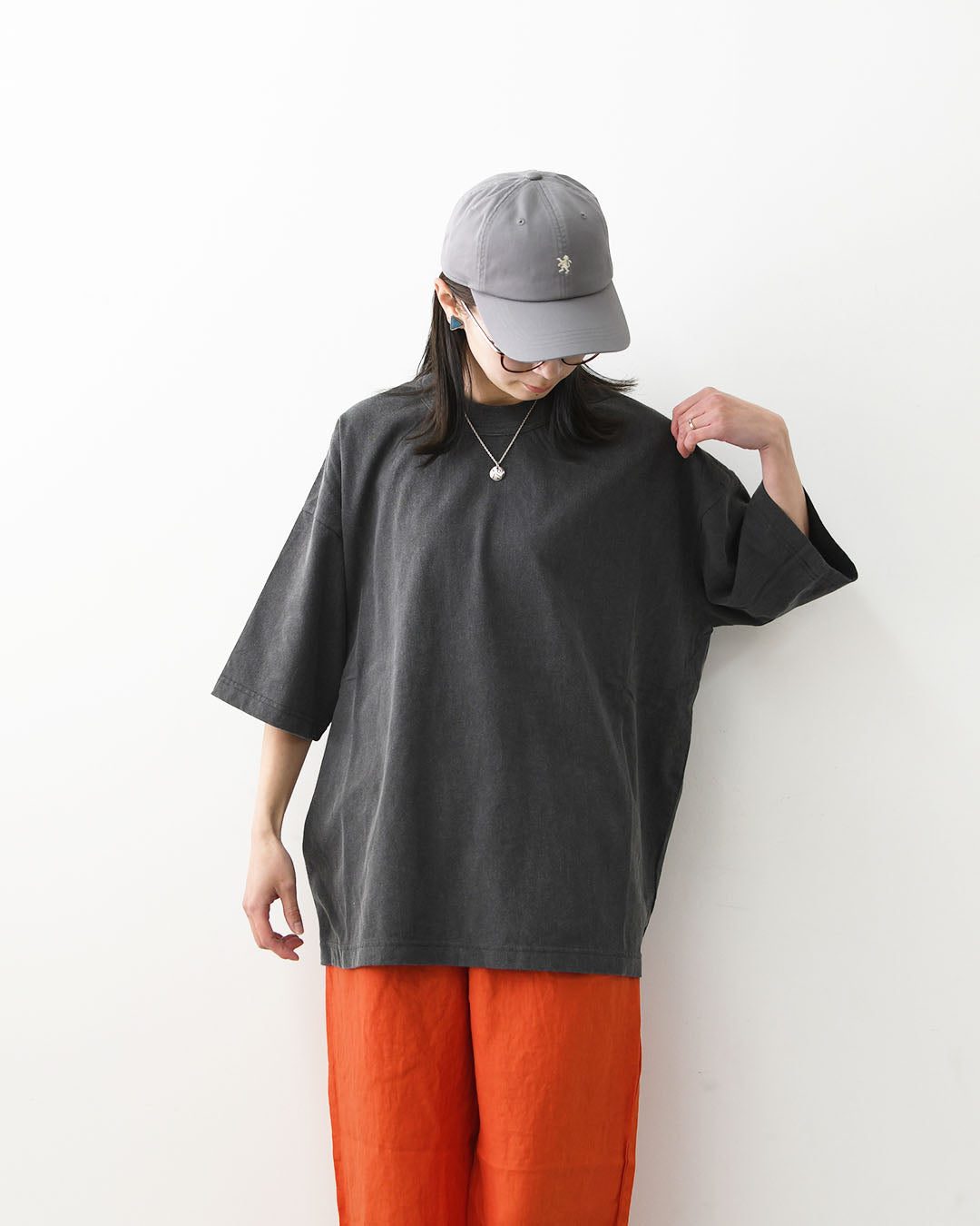 prit [プリット] 40/1引き揃え天竺ヴィンテージ加工5分袖クルーネックワイドTシャツ   [P92617] 5分袖Tシャツ・ワイドTシャツ・オーバーサイズ・ゆったりサイズ・ドロップショルダー・羽織り・ノーカラー・LADY'S [2026SS]