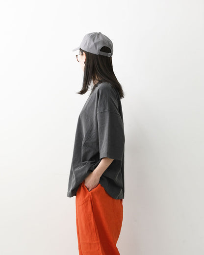 prit [プリット] 40/1引き揃え天竺ヴィンテージ加工5分袖クルーネックワイドTシャツ   [P92617] 5分袖Tシャツ・ワイドTシャツ・オーバーサイズ・ゆったりサイズ・ドロップショルダー・羽織り・ノーカラー・LADY'S [2026SS]
