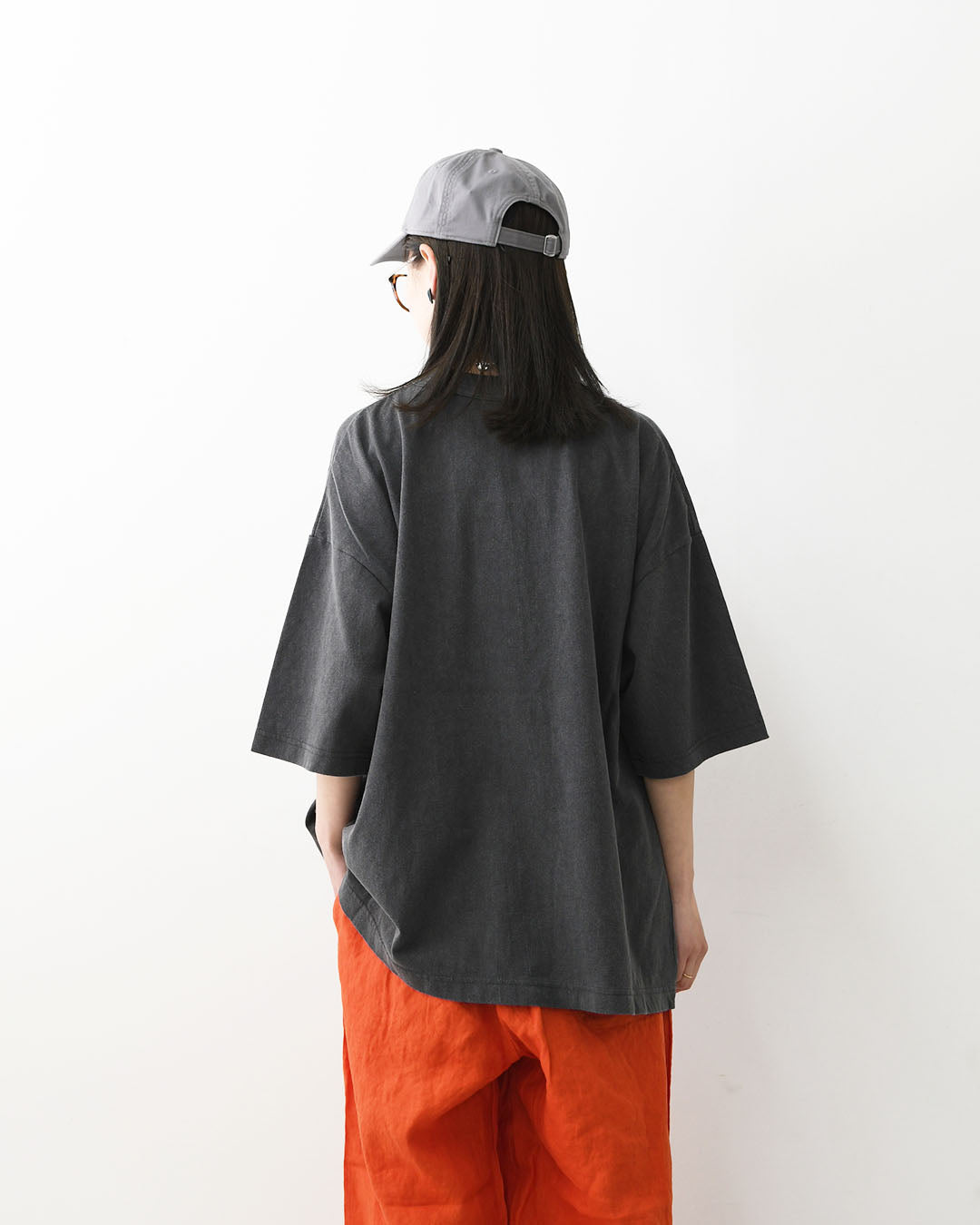 prit [プリット] 40/1引き揃え天竺ヴィンテージ加工5分袖クルーネックワイドTシャツ   [P92617] 5分袖Tシャツ・ワイドTシャツ・オーバーサイズ・ゆったりサイズ・ドロップショルダー・羽織り・ノーカラー・LADY'S [2026SS]