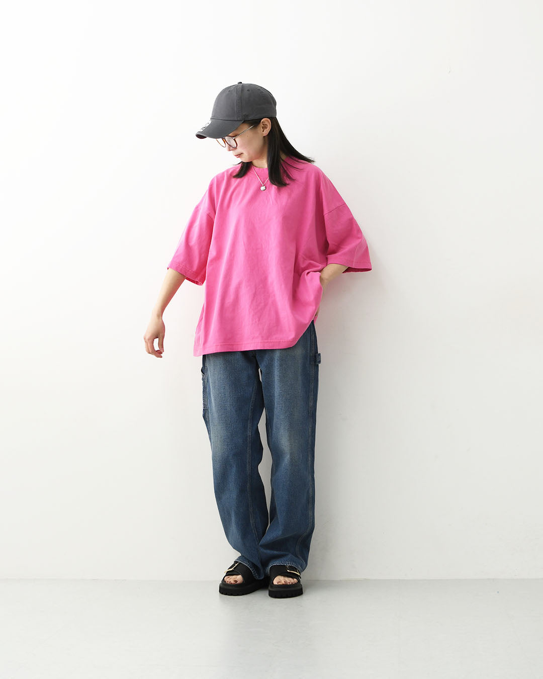 prit [プリット] 40/1引き揃え天竺ヴィンテージ加工5分袖クルーネックワイドTシャツ   [P92617] 5分袖Tシャツ・ワイドTシャツ・オーバーサイズ・ゆったりサイズ・ドロップショルダー・羽織り・ノーカラー・LADY'S [2026SS]