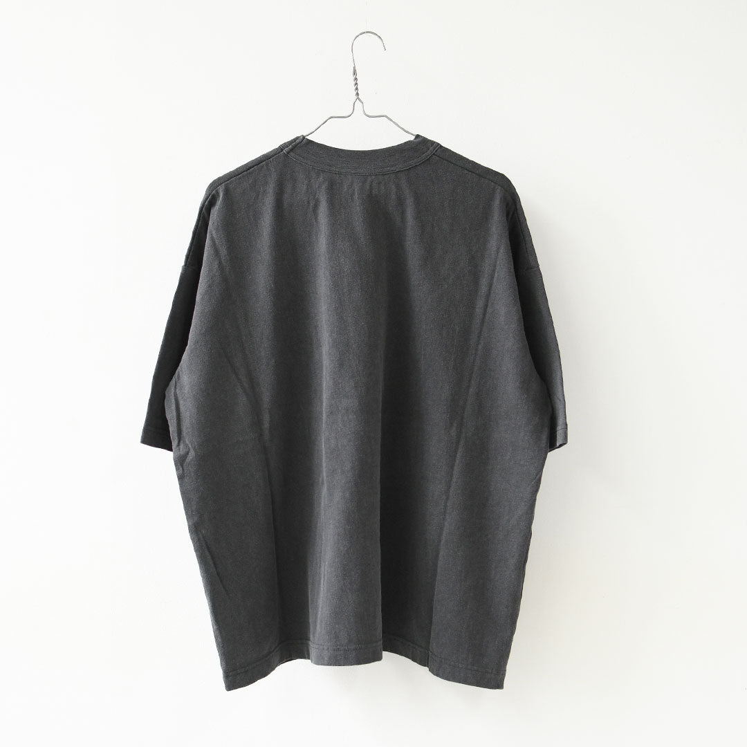 prit [プリット] 40/1引き揃え天竺ヴィンテージ加工5分袖クルーネックワイドTシャツ   [P92617] 5分袖Tシャツ・ワイドTシャツ・オーバーサイズ・ゆったりサイズ・ドロップショルダー・羽織り・ノーカラー・LADY'S [2026SS]
