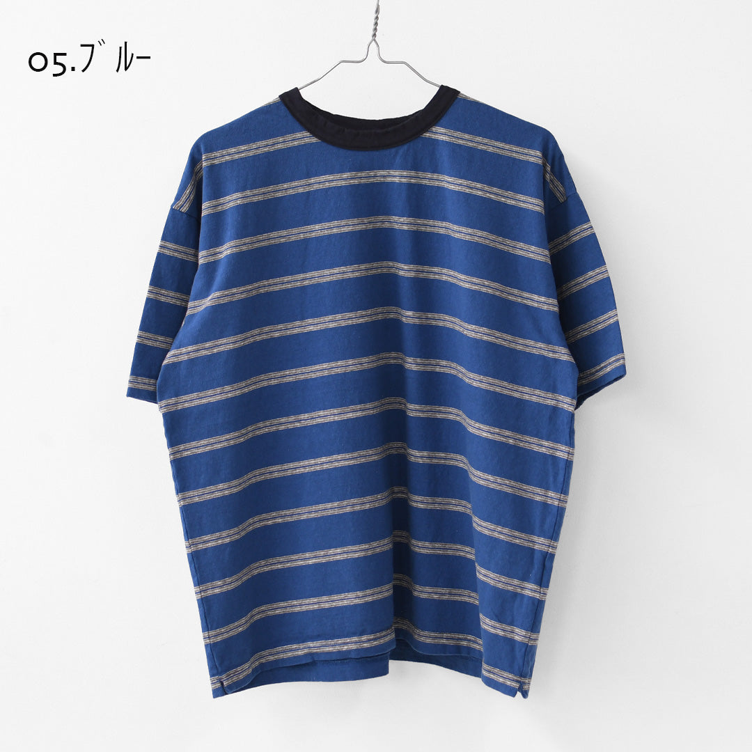 prit [プリット] 19/1リサイクルムラ糸天竺レトロボーダークルーネックルーズTシャツ [P92619] ボーダーTシャツ・レトロボーダー・ルーズTシャツ・LADY'S [2026SS]