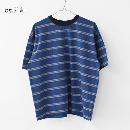 prit [プリット] 19/1リサイクルムラ糸天竺レトロボーダークルーネックルーズTシャツ [P92619] ボーダーTシャツ・レトロボーダー・ルーズTシャツ・LADY'S [2026SS]