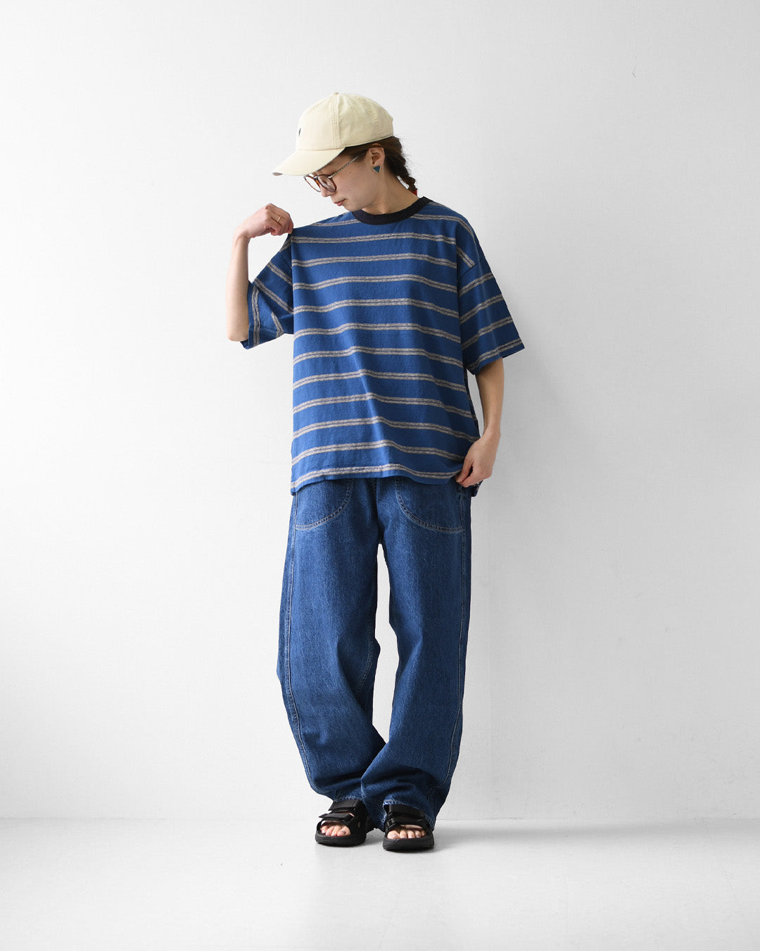 prit [プリット] 19/1リサイクルムラ糸天竺レトロボーダークルーネックルーズTシャツ [P92619] ボーダーTシャツ・レトロボーダー・ルーズTシャツ・LADY'S [2026SS]