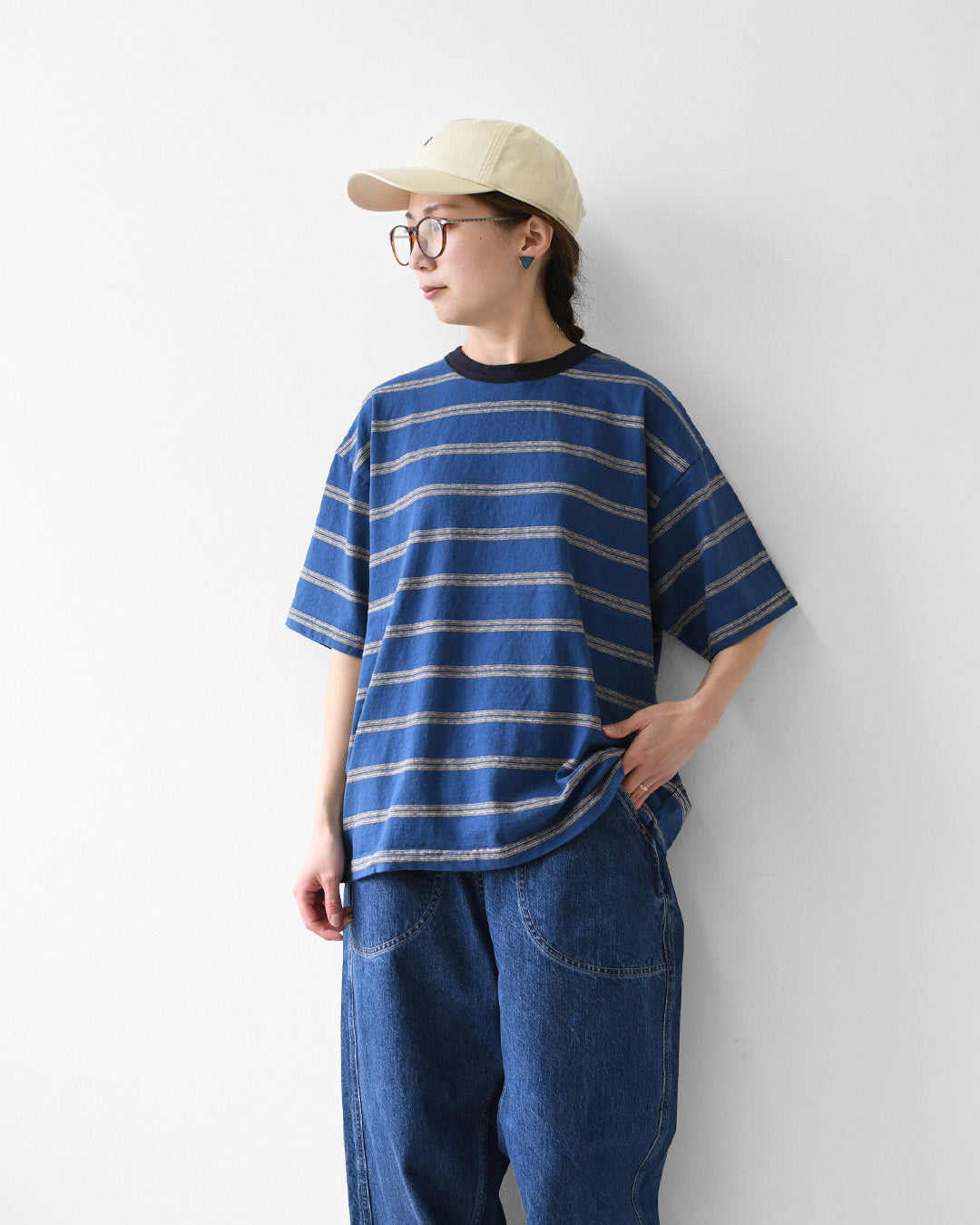 prit [プリット] 19/1リサイクルムラ糸天竺レトロボーダークルーネックルーズTシャツ [P92619] ボーダーTシャツ・レトロボーダー・ルーズTシャツ・LADY'S [2026SS]