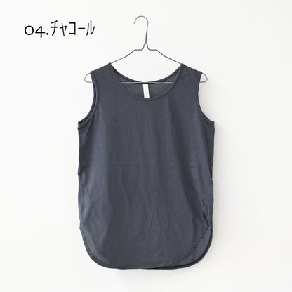 prit [プリット] 40/1ムラ糸MVSハイゲージ天竺ラウンドヘムノースリーブ [P92638] ノースリーブ・ノースリーブTシャツ・タンクトップ・インナー・コットン・LADY'S [2026SS]