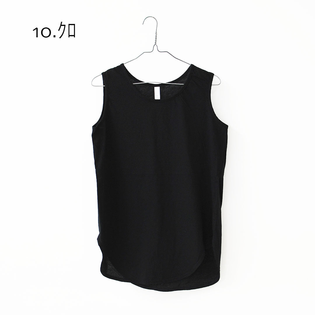 prit [プリット] 40/1ムラ糸MVSハイゲージ天竺ラウンドヘムノースリーブ [P92638] ノースリーブ・ノースリーブTシャツ・タンクトップ・インナー・コットン・LADY'S [2026SS]