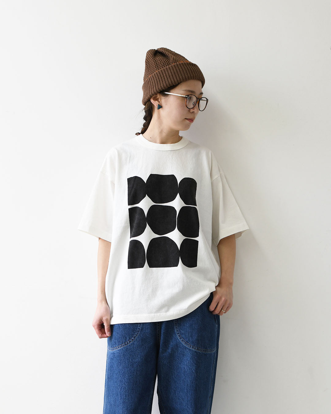 prit [プリット] 18/1空紡度詰天竺フレームドットプリントTシャツ [P92644] Tシャツ・半袖Tシャツ・ドット・コットン・クルーネック・LADY'S [2026SS]