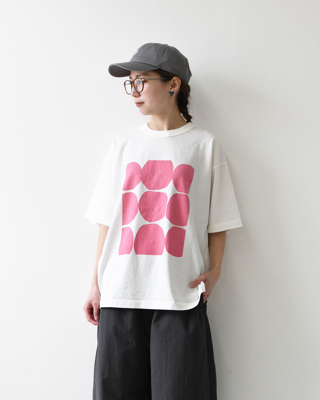 prit [プリット] 18/1空紡度詰天竺フレームドットプリントTシャツ [P92644] Tシャツ・半袖Tシャツ・ドット・コットン・クルーネック・LADY'S [2026SS]