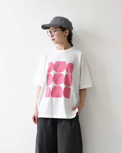 prit [プリット] 18/1空紡度詰天竺フレームドットプリントTシャツ [P92644] Tシャツ・半袖Tシャツ・ドット・コットン・クルーネック・LADY'S [2026SS]