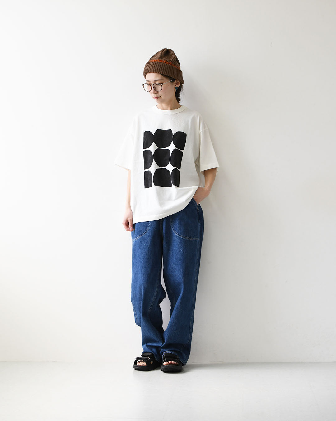 prit [プリット] 18/1空紡度詰天竺フレームドットプリントTシャツ [P92644] Tシャツ・半袖Tシャツ・ドット・コットン・クルーネック・LADY'S [2026SS]