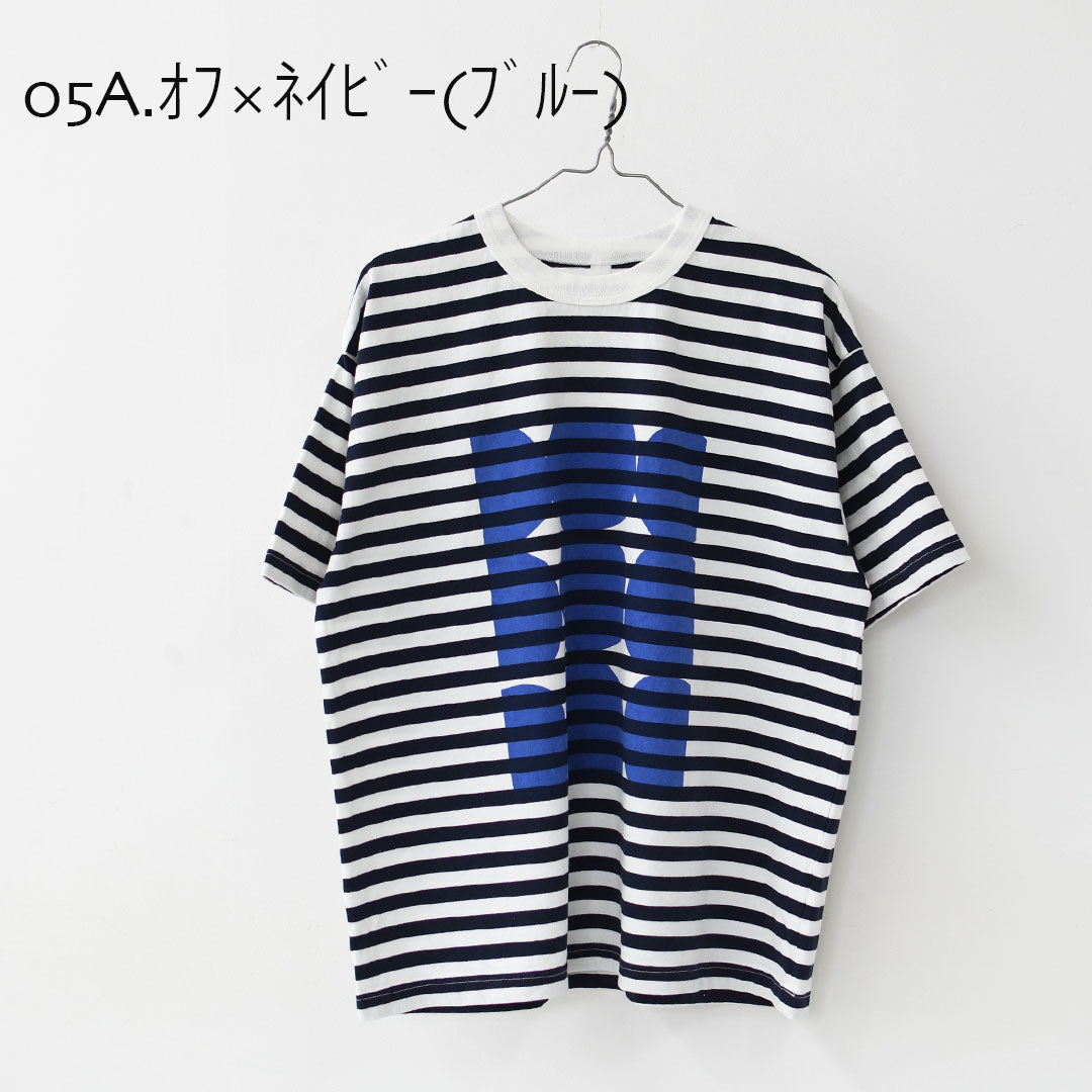 prit [プリット] 18/1空紡度詰天竺ボーダーフレームドットプリントTシャツ [P92645] ボーダーTシャツ・ドットTシャツ・プリント・コットン・クルーネック・LADY'S [2026SS]
