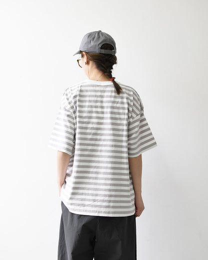 prit [プリット] 18/1空紡度詰天竺ボーダーフレームドットプリントTシャツ [P92645] ボーダーTシャツ・ドットTシャツ・プリント・コットン・クルーネック・LADY'S [2026SS]