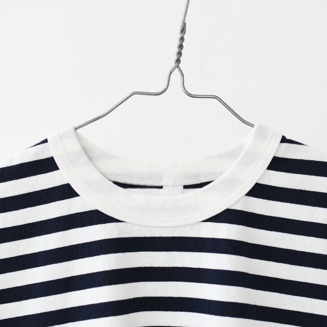 prit [プリット] 18/1空紡度詰天竺ボーダーフレームドットプリントTシャツ [P92645] ボーダーTシャツ・ドットTシャツ・プリント・コットン・クルーネック・LADY'S [2026SS]