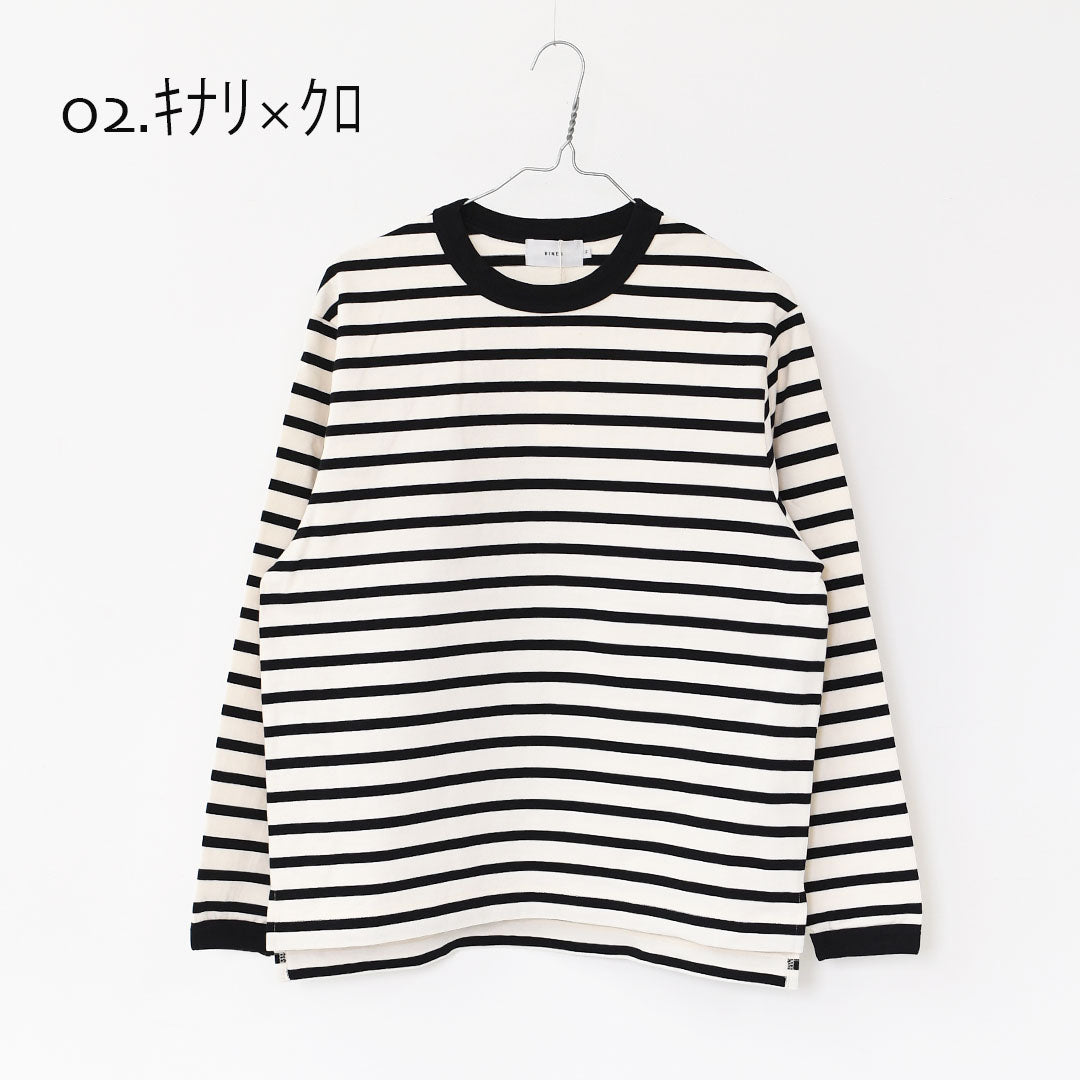 RINEN [リネン] 24/1 引き揃え度詰め天竺ボーダー クルーネック [R17603-W] ボーダーTシャツ・クルーネック・コットン・長袖・ロンT・LADY'S [2025AW]