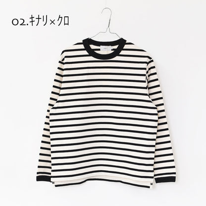 RINEN [リネン] 24/1 引き揃え度詰め天竺ボーダー クルーネック [R17603-W] ボーダーTシャツ・クルーネック・コットン・長袖・ロンT・LADY'S [2025AW]