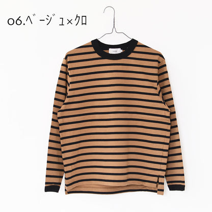 RINEN [リネン] 24/1 引き揃え度詰め天竺ボーダー クルーネック [R17603-W] ボーダーTシャツ・クルーネック・コットン・長袖・ロンT・LADY'S [2025AW]