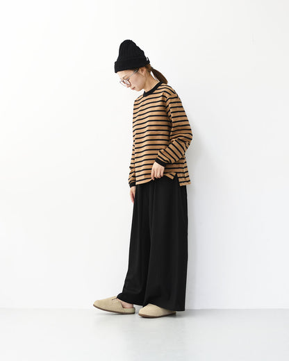 RINEN [リネン] 24/1 引き揃え度詰め天竺ボーダー クルーネック [R17603-W] ボーダーTシャツ・クルーネック・コットン・長袖・ロンT・LADY'S [2025AW]